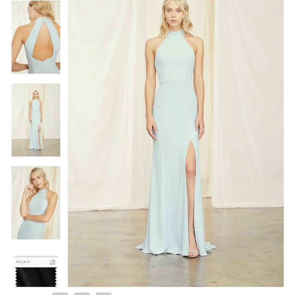 Elegant Halter Neck Light Blue Dress